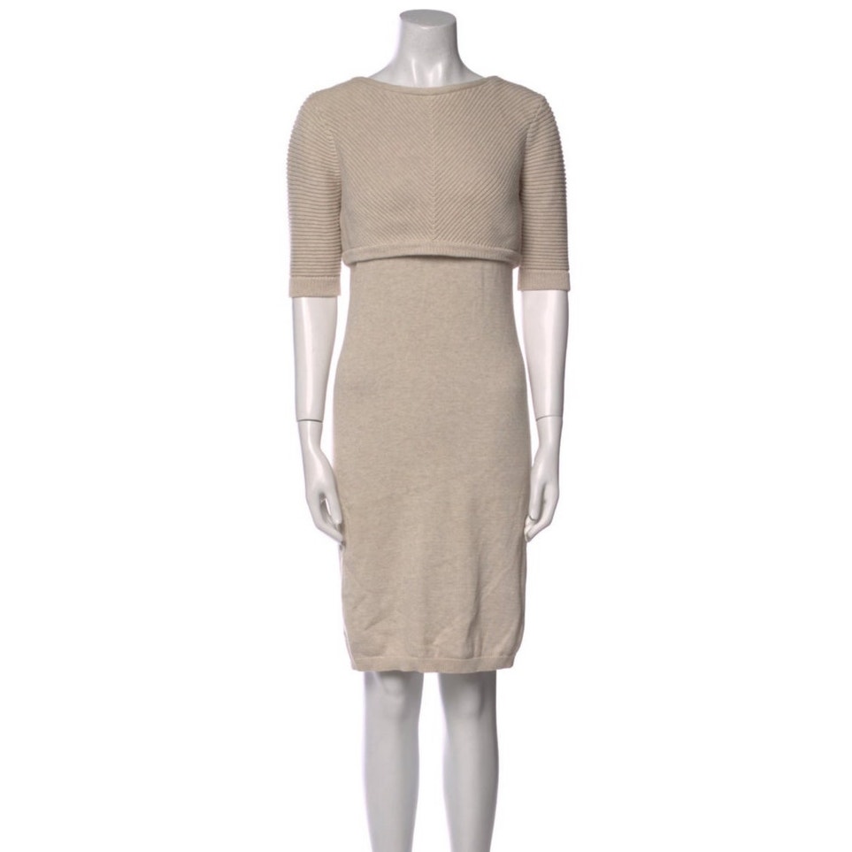 All Saints Minimalist Delron Bateau Neckline Knee-Length Vanilla Dress -Uk12 Us8